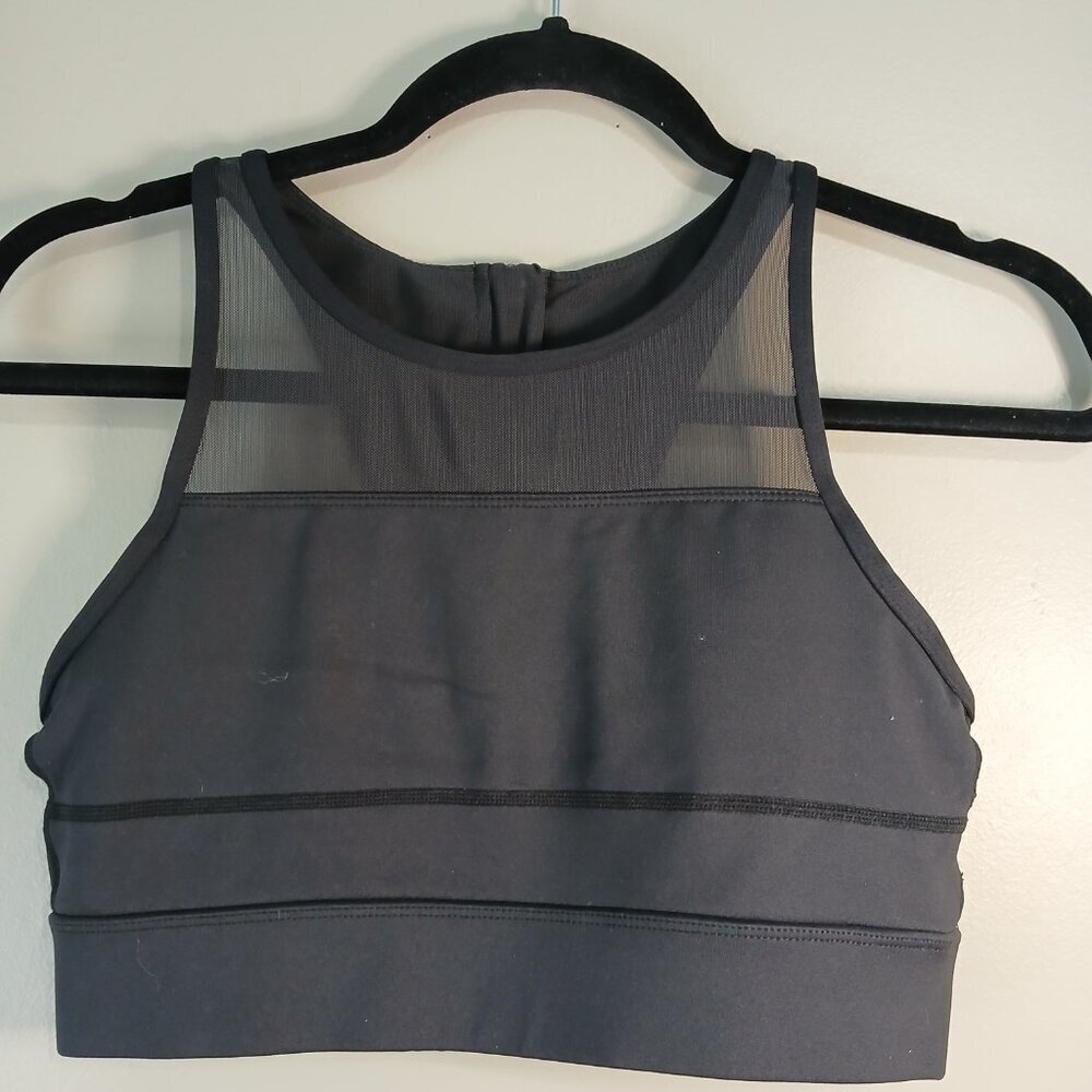 ZYLA ACTIVE ALL STAR ONE MORE REP SPORTS BRA, MESH ZIP,  BLACK SIZE MED